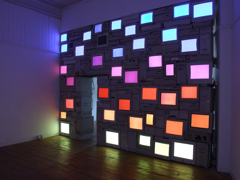 Sandy Smith, Mauritian Sunset, CRT Screens and Computer Art Installation, January 2006.